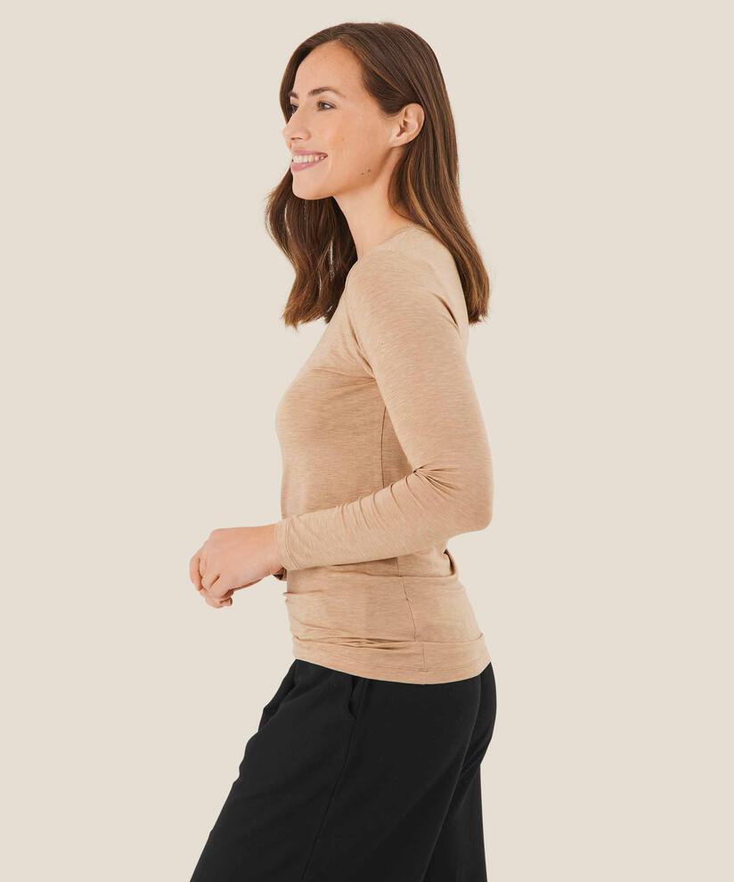 Doritla JERSEY Topp, Toffee Melange