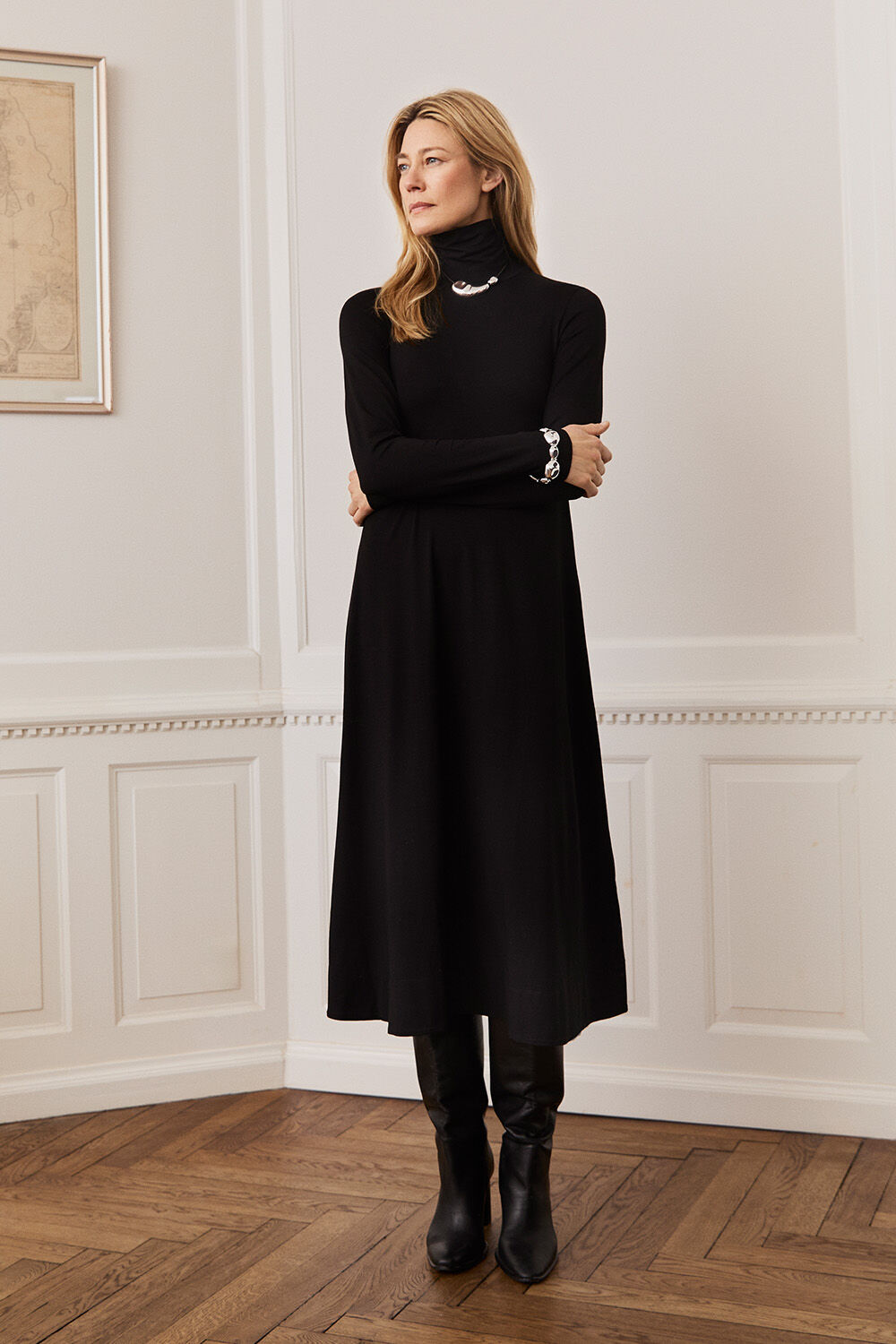 Nivessa JERSEY Kl&auml;nning - Black, Rainan Halsband - Silver