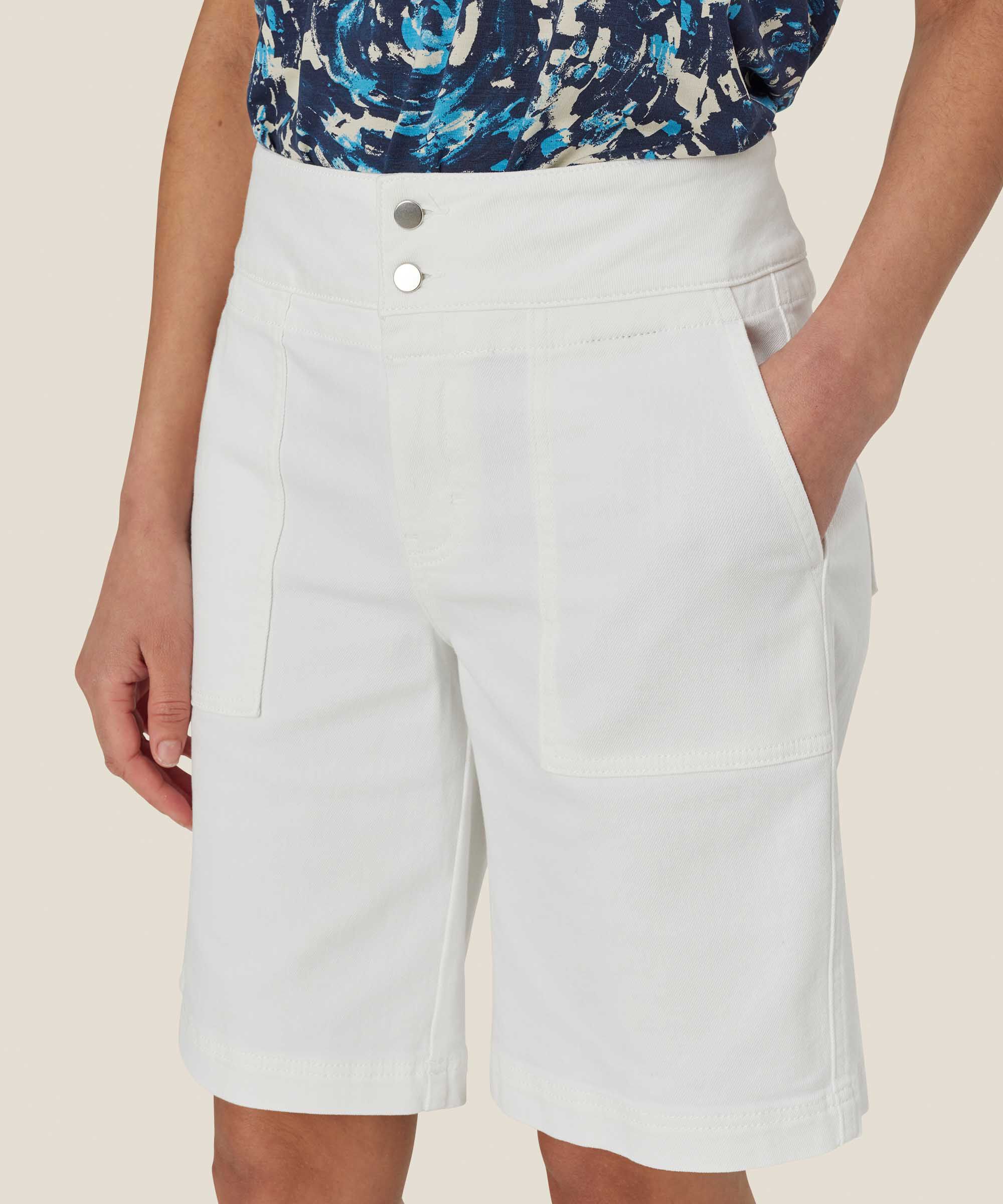 Pravaia Denim Shorts, White