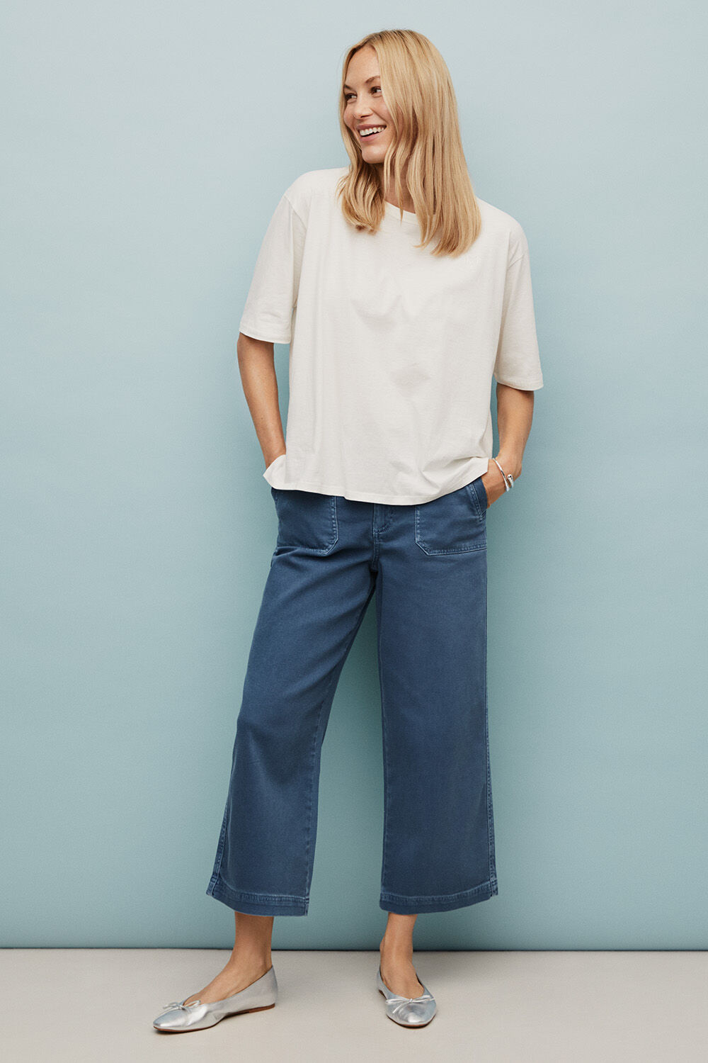 Palisse Jeans - Ensign Blue, Doreann JERSEY Topp - White