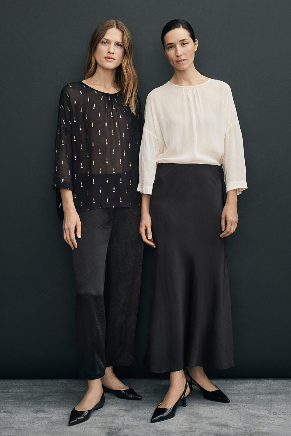 Derisa topp - Black, Pavine Byxor - Black, Derisa topp - Whitecap, Solviera kjol - Black