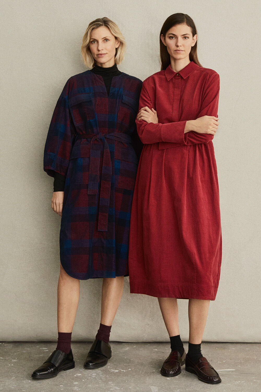 Nyvara Kl&auml;nning - Dress Blue, Nayo Skjortkl&auml;nning - Tibetan Red