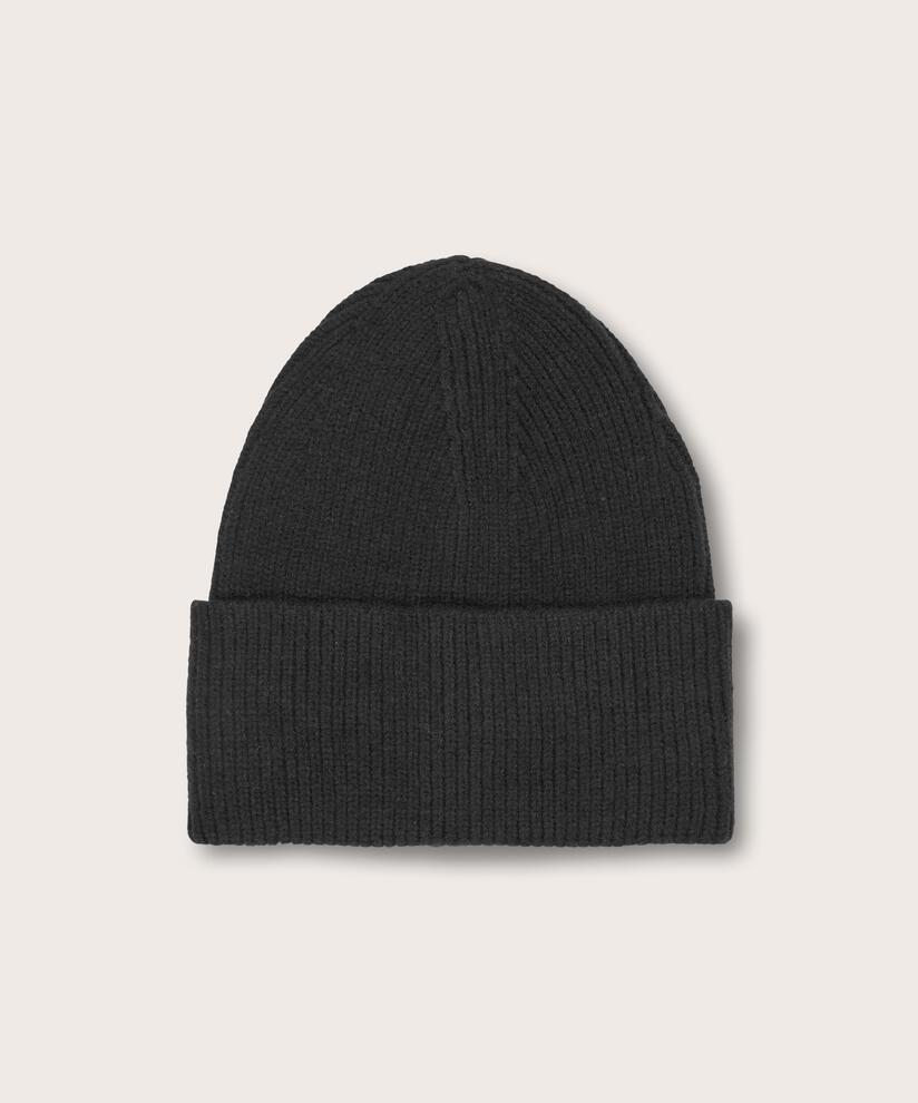 Stickat set med mössa, vantar och halsduk, Black