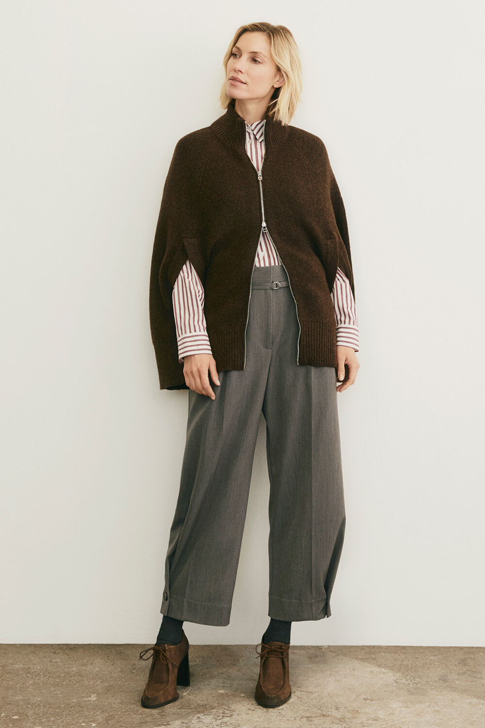 Girelle tunika - Fig, Lilian cardigan - Slate Black, Peponi Byxor - M. Grey mel.