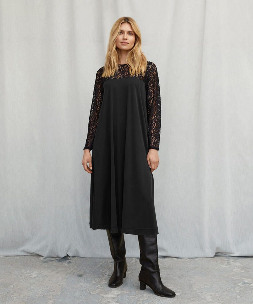NERIDA JERSEY KLÄNNING, Black
