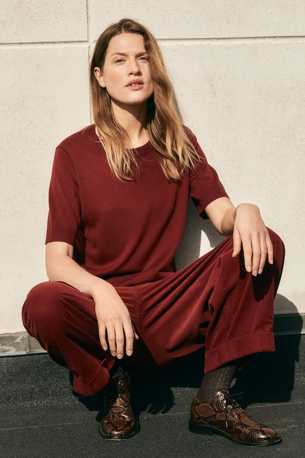 Fallana ull topp - Russet Brown, Polira Byxor - Russet Brown