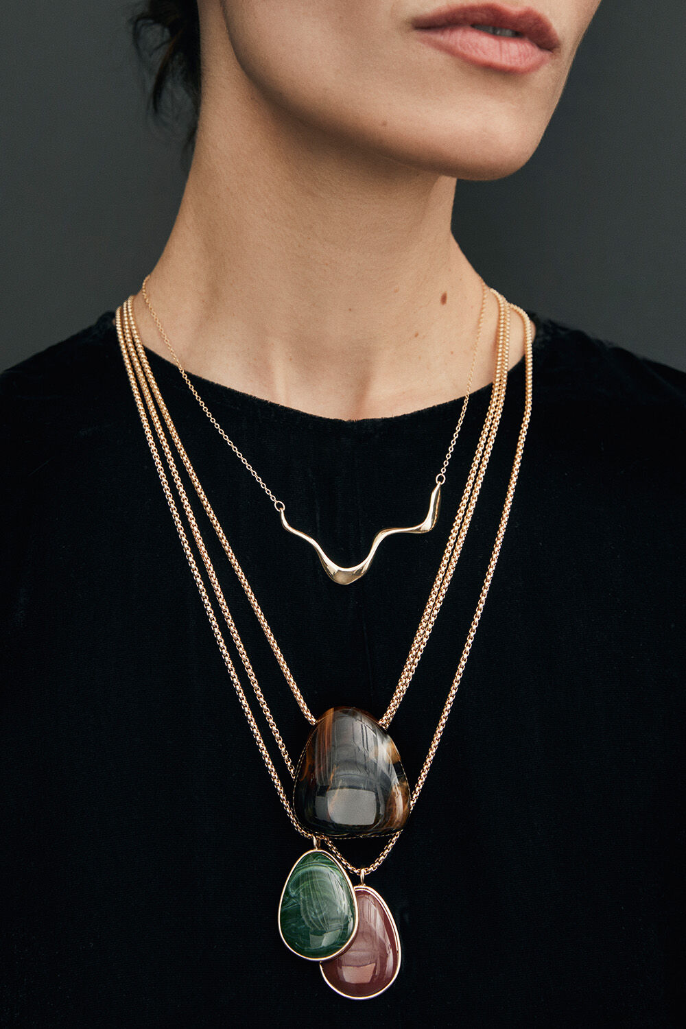 Runa halsband - Gold, Rosa halsband - Chocolate Plum, Rania halsband - Ponderosa Pine, Rania halsband - Russet Brown