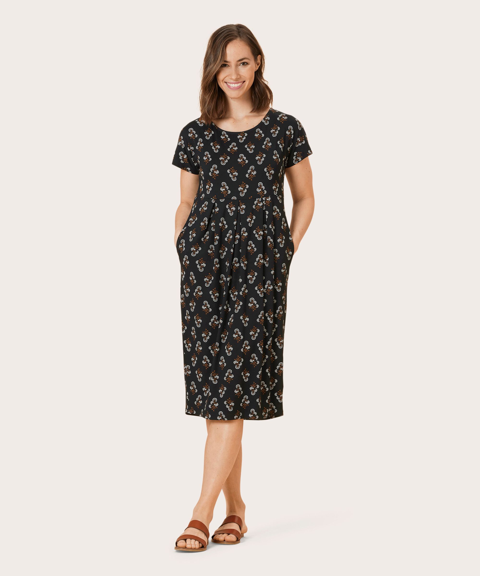 OLNIA JERSEY KLÄNNING, Bronze Brown