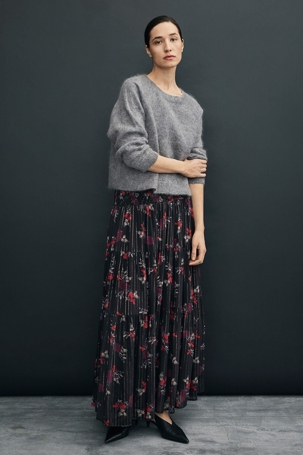 Fathia ull topp - Quiet Shade, Sondrani Kjol - Black