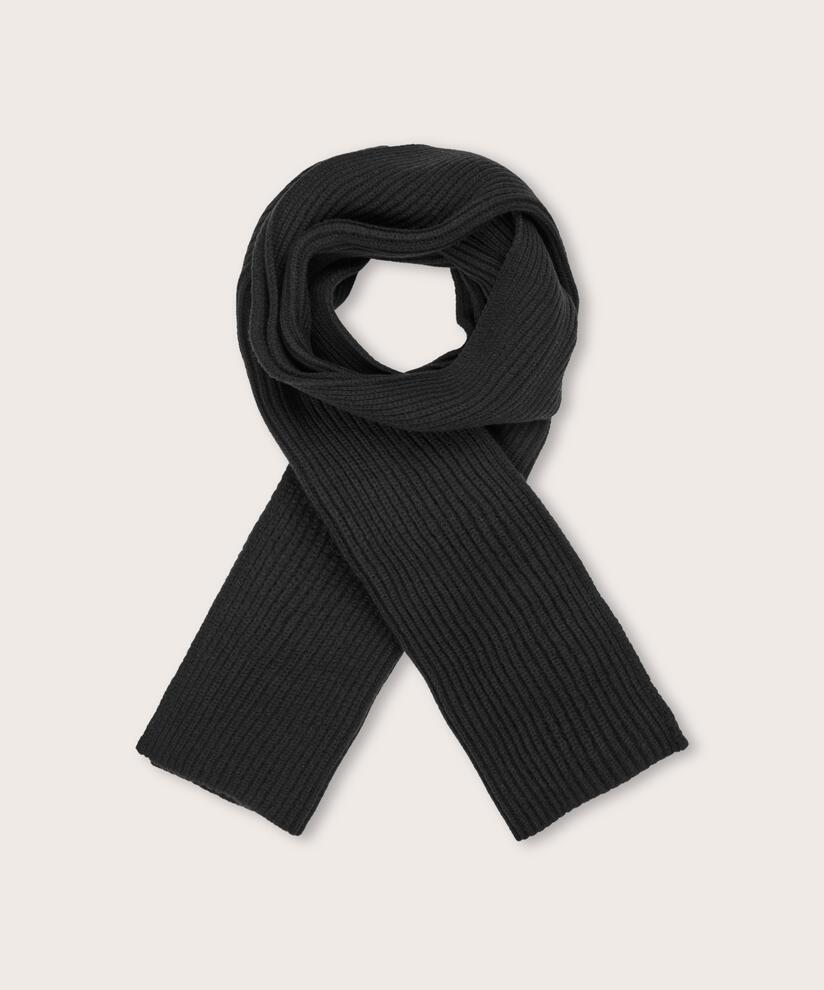 Stickat set med mössa, vantar och halsduk, Black